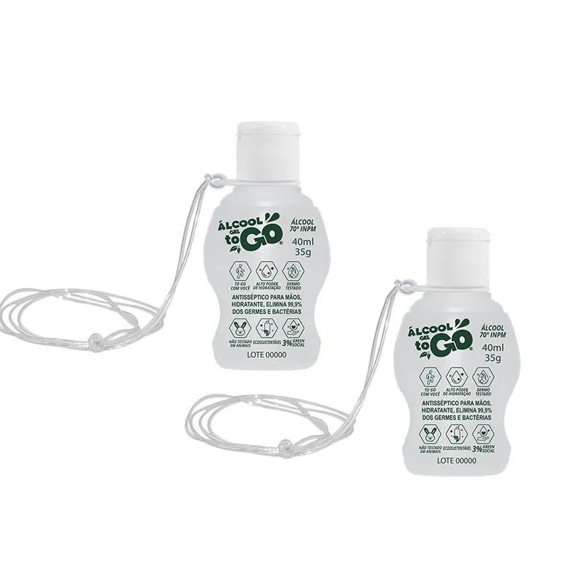 Kit 2 Álcool Gel 70 Togo 40ml/35g Cordão Fg