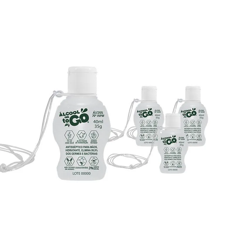 Kit 4 Álcool Gel 70 Togo 40ml/35g Cordão Fg