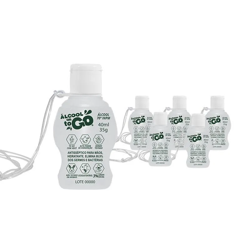 Kit 6 Álcool Gel 70 Togo 40ml/35g Cordão Fg
