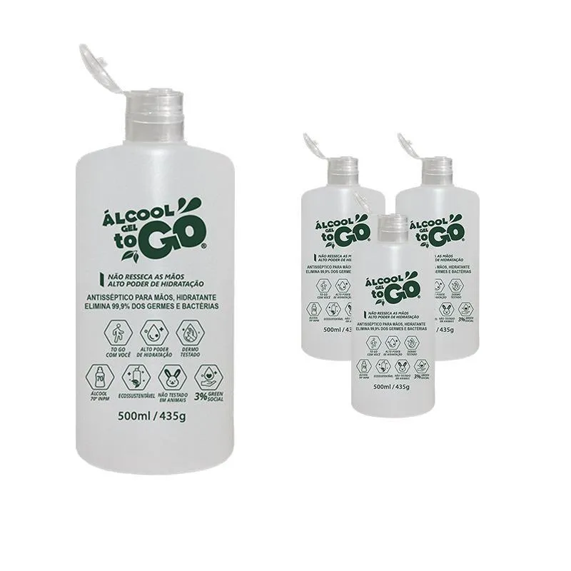 Kit 4 Álcool Gel 70 Togo 500ml/435g Fg