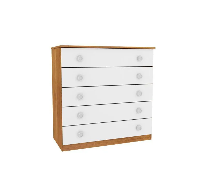 Cômoda Infantil Lunna 05 Gavetas com 04 Pés Cinamomo Neve - Tcil
