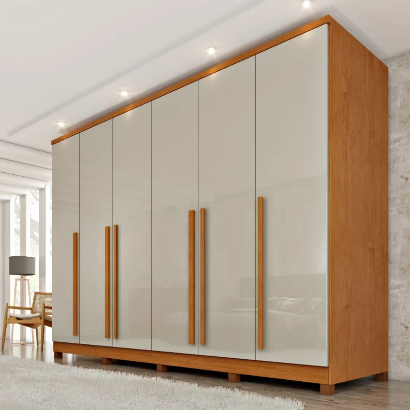 Guarda Roupa Casal Tcil Sevilla 6 Portas 8 Gavetas Cinamomo/Off White