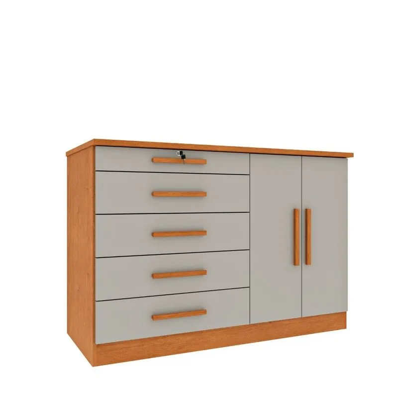 Comoda Istambul 5 Gavetas Com Pes Cinamomo Off White - Tcil