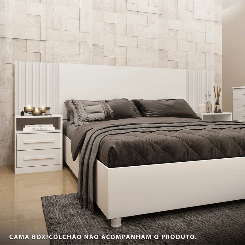 Cabeceira Extensível Casal Tcil Barcelona Ripado Neve Neve