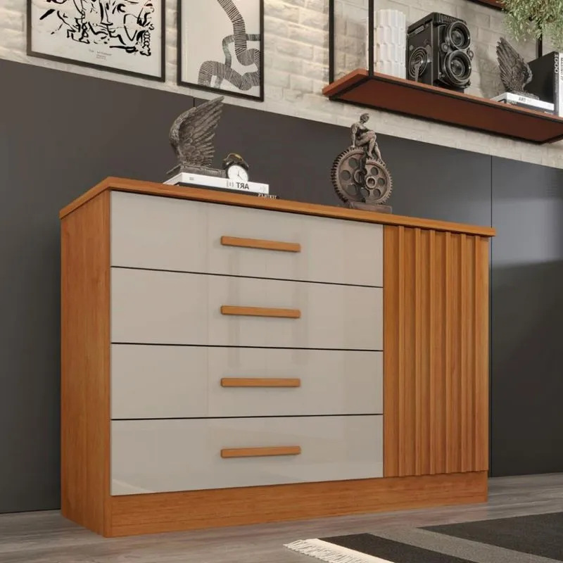 Cômoda Ripada 4 Gavetas 1 Porta Barcelona Tcil