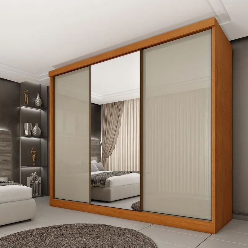 Guarda Roupa Casal com Espelho 3 Portas de Correr Monte Carlo Tcil