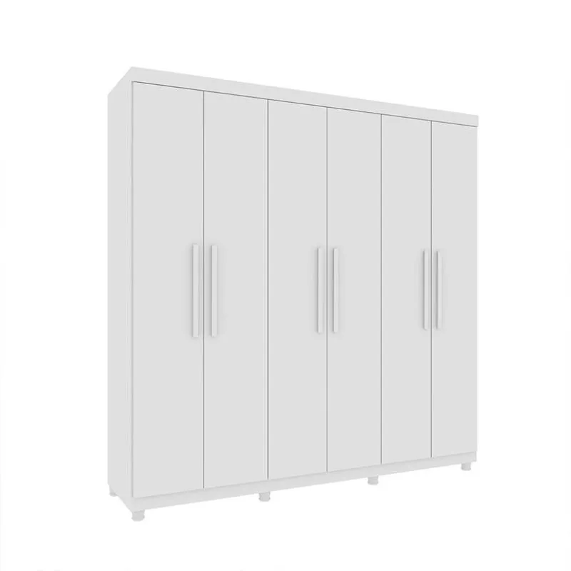 Guarda-Roupa Casal Paradiso com Pés 6 Portas 4 Gavetas Neve 219 cm
