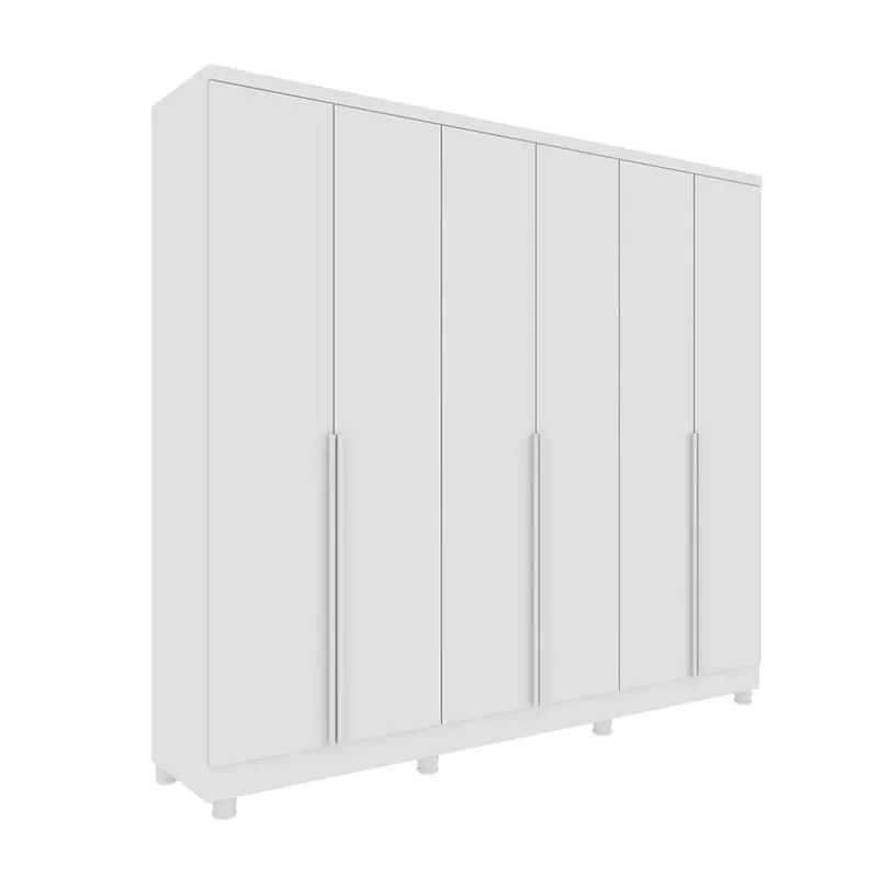 Guarda-Roupa Casal Paradiso com Pés 6 Portas 4 Gavetas Neve 270 cm