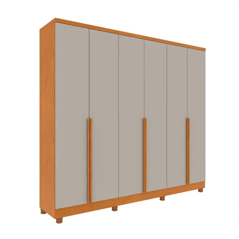 Guarda-Roupa Casal Paradiso com Pés 6 Portas 4 Gavetas Cinamomo e Off White 270 cm