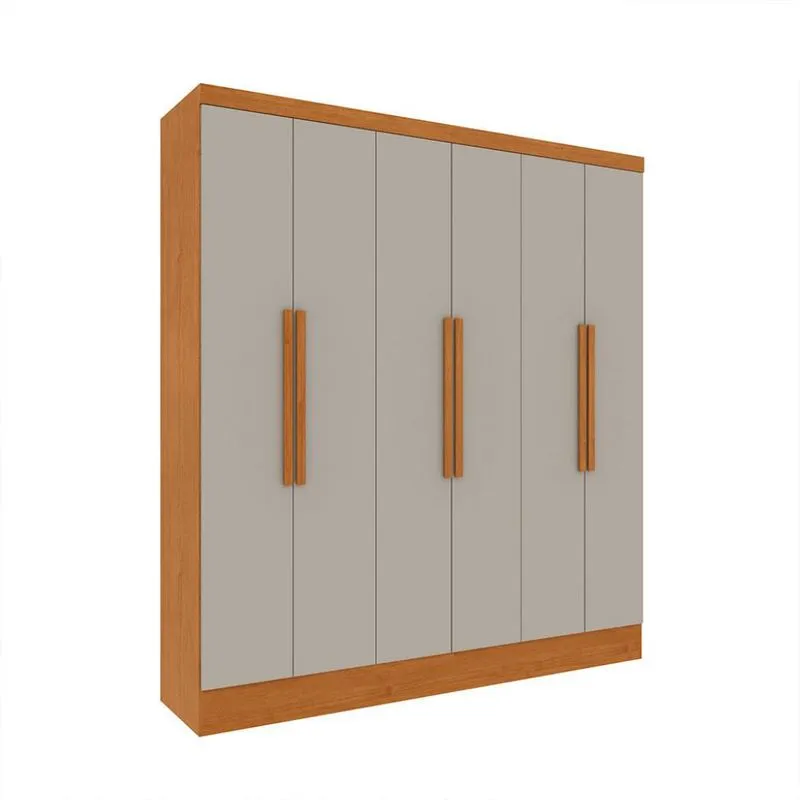 Guarda-Roupa Casal Vietri sem Pés 6 Portas 4 Gavetas Cinamomo e Off White