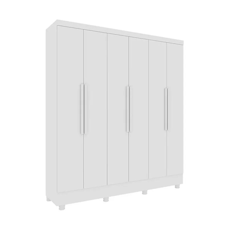 Guarda-Roupa Casal Vietri com Pés 6 Portas 4 Gavetas Neve