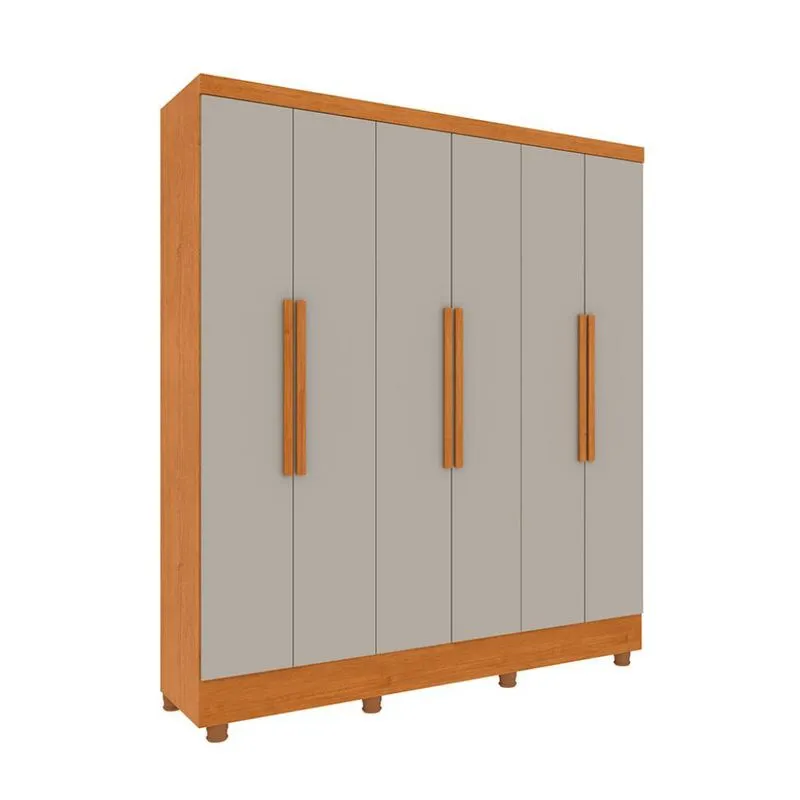 Guarda-Roupa Casal Vietri com Pés 6 Portas 4 Gavetas Cinamomo e Off White