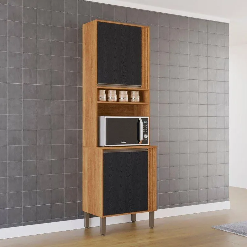 Paneleiro Torre Quente Pérola Com 2 Portas E 4 Prateleiras Em Mdp 66cm Preto-cinamomo Sallêto 66cm