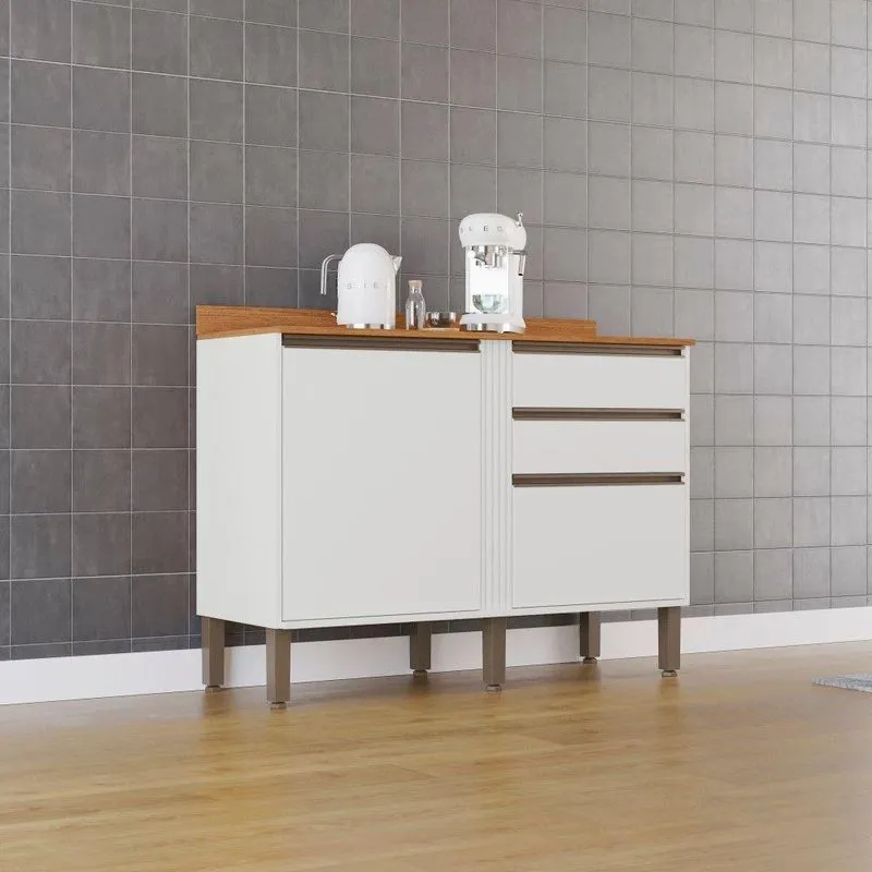 Balcão Pérola 2 Portas 2 Gavetas MDP 120cm Branco 120cm Sallêto Móveis