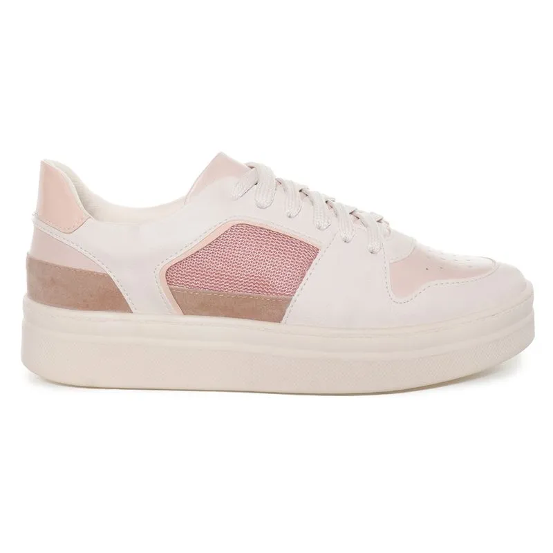 Tênis Casual M Shuz Recortes Feminino Rosado OFF WHITE/ROSADO/OPALA/ROSADO - 37