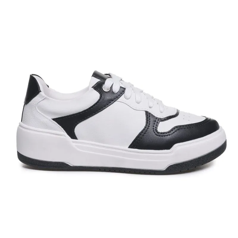 Tênis M Shuz Casual Feminino Branco BRANCO/PRETO - 34
