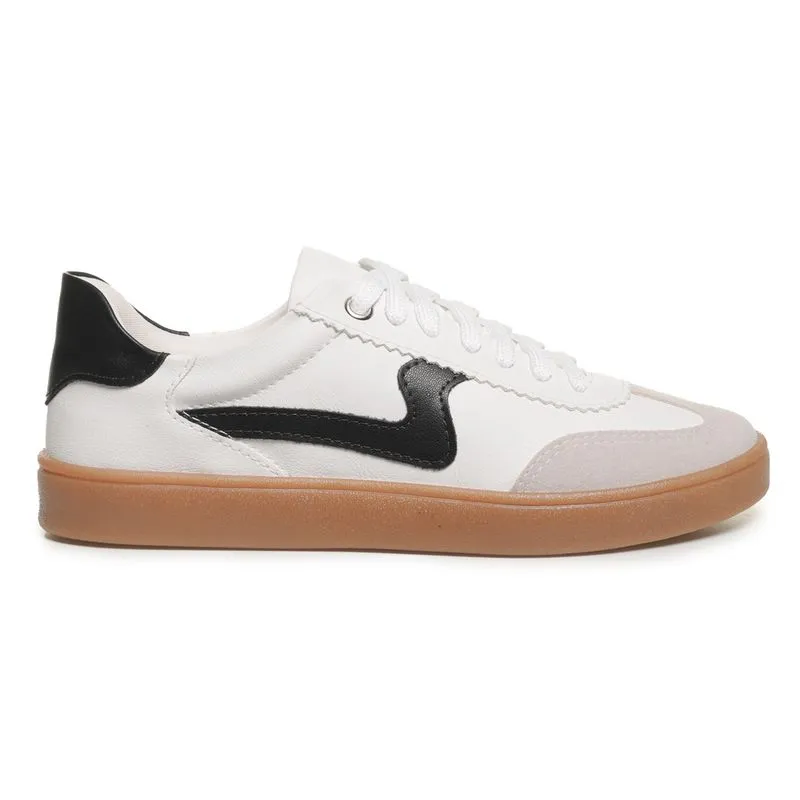 Tênis M Shuz Casual Feminino Branco NIQUEL/BRANCO/PRETO - 34