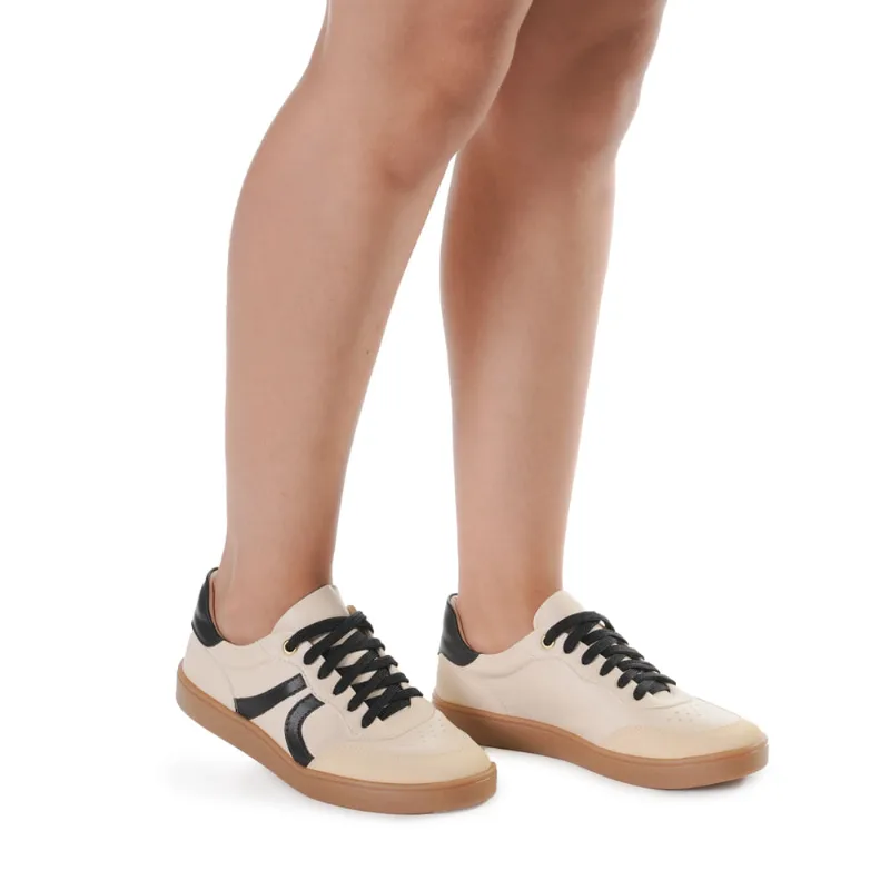 Tênis Casual Feminino M Shuz Creme GERGELIM/ANGELICAL/PRETO - 36