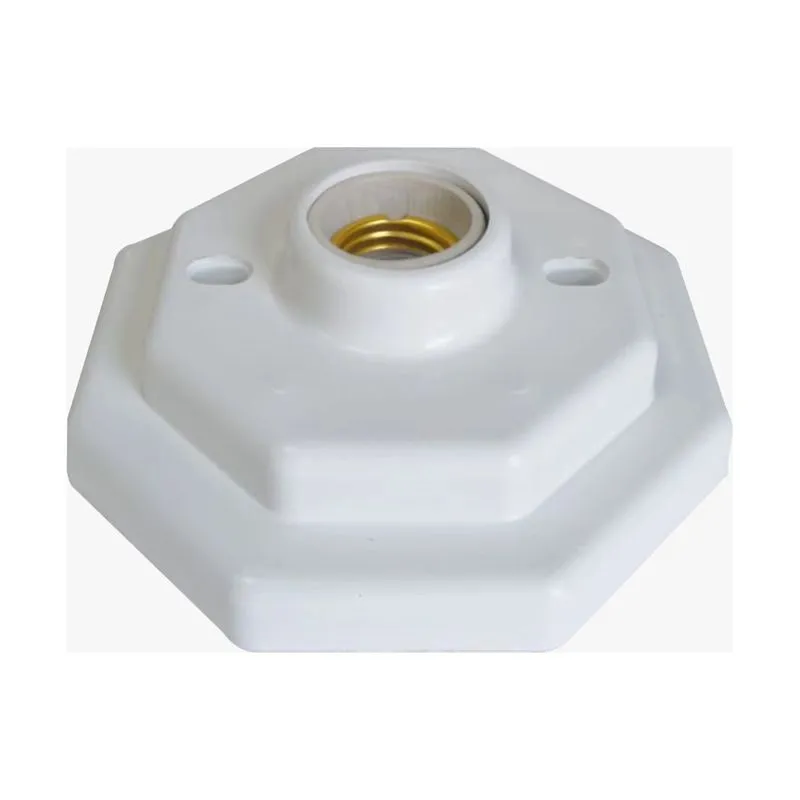 Kit 10 Plafon Octogonal Bocal Porcelana E-27 Branco - Opl