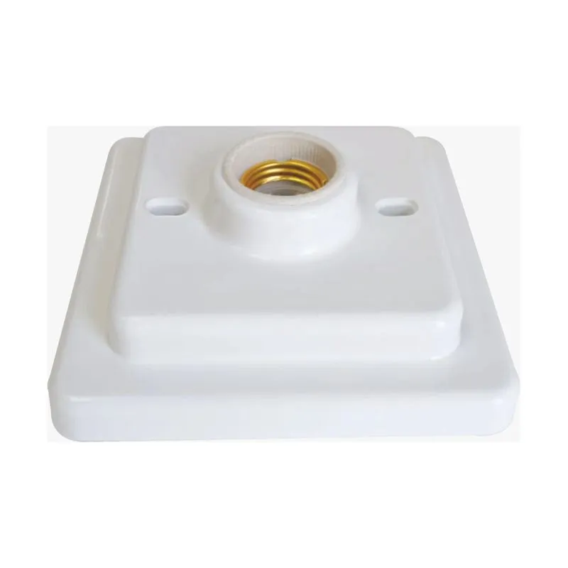 Kit 10 Plafon Quadrado Bocal Porcelana E-27 Branco - Opl