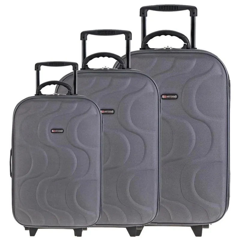 Kit 1 Mala Viagem Copacabana Cinza G + 1 Mala M + 1 Mala P