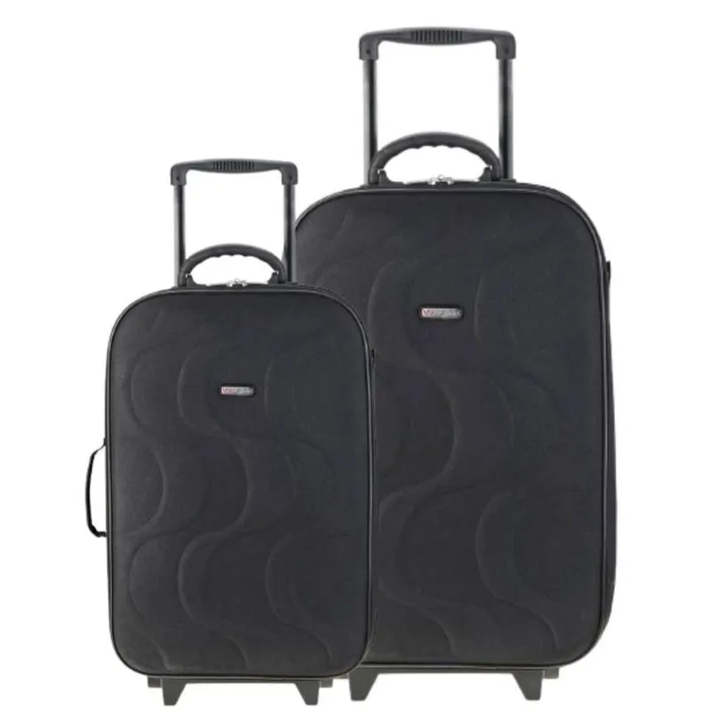 Kit 1 Mala Viagem Copacabana Preta G + 1 Mala Preta P
