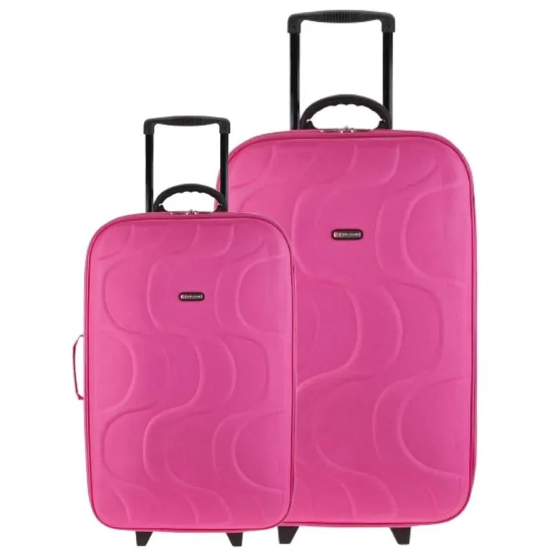 Kit 1 Mala Viagem Copacabana Rosa G+ 1 Mala Rosa P
