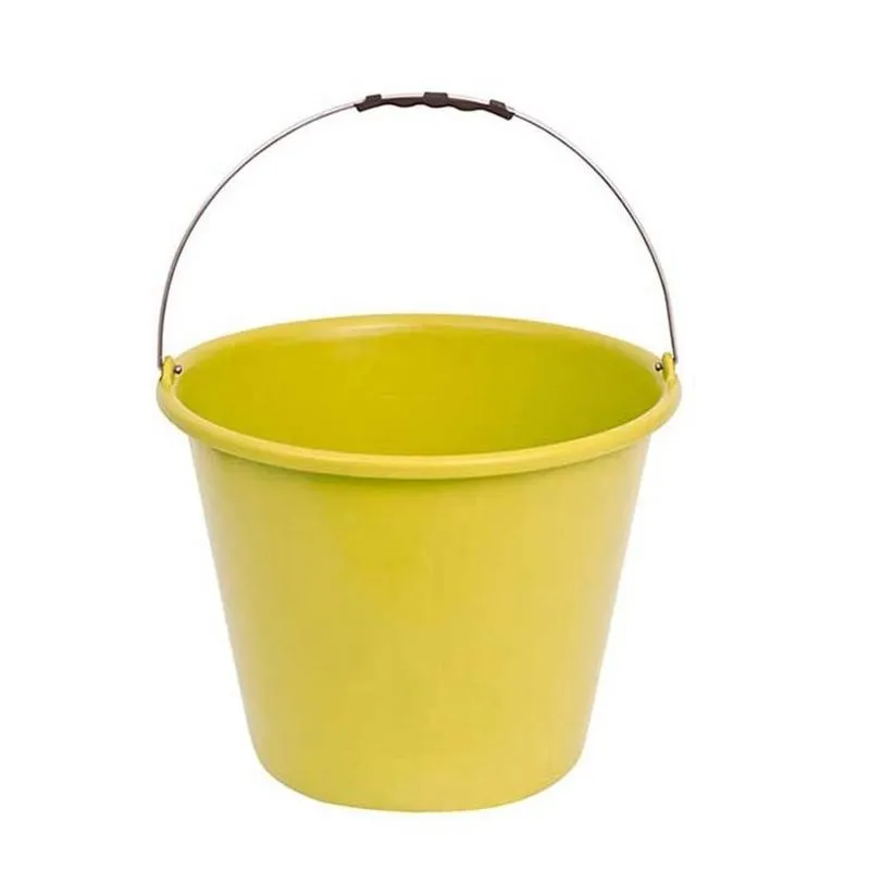 Kit 6 Balde Plástico Amarelo S/ Pegador No Fundo 12 Litros
