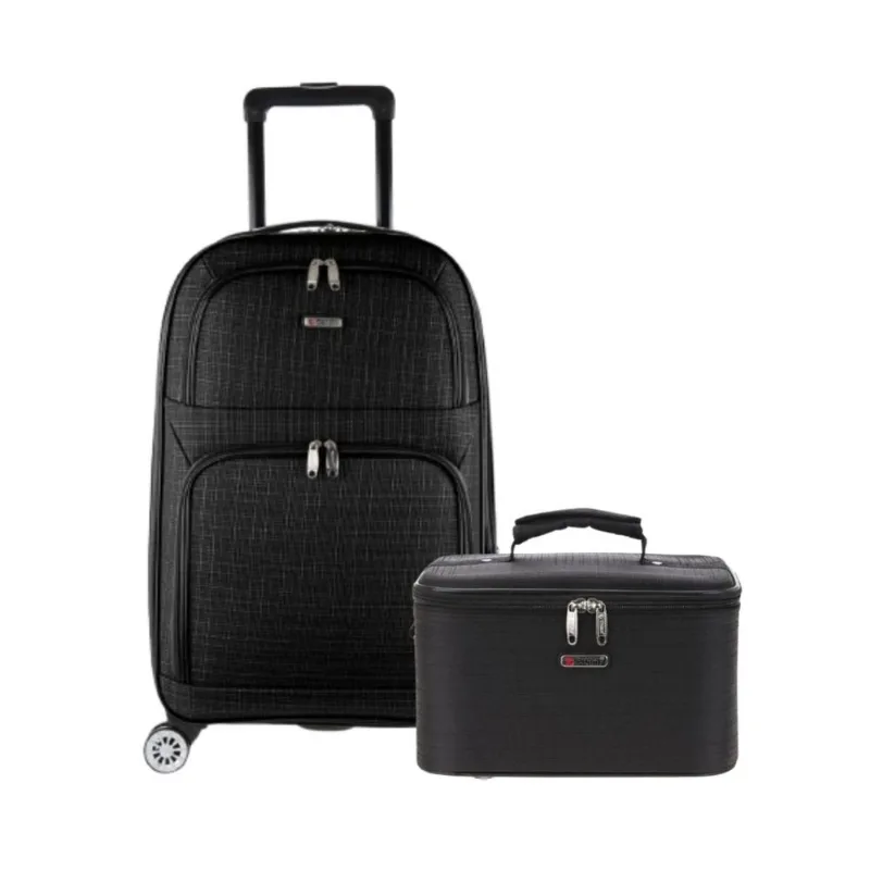 Kit 1 Mala Viagem Conexão Preta M + Frasqueira Retang. Preta