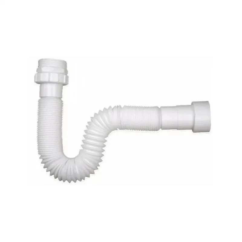 Kit 5 Sifão Plástico Sanfonado Longo 1,50m Branco - Plasbohn