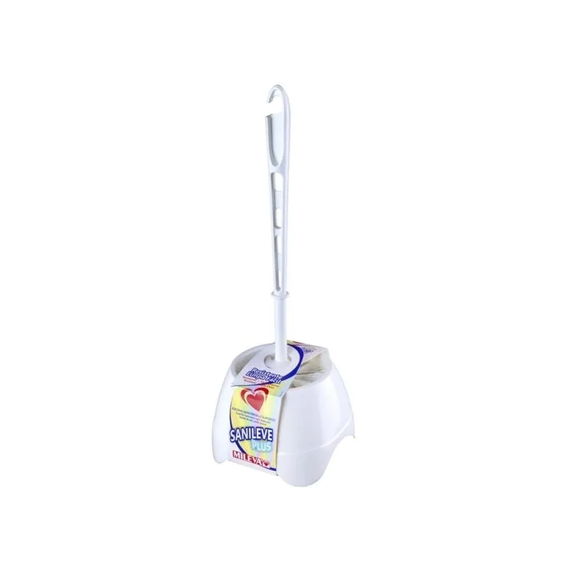 Kit 3 Escova Sanitária C/ Pote Branca Sanileve Plus - Mileva