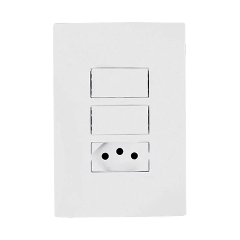Kit 2 Interruptor 2 Teclas Simples E Tomada Bco 10a - I9
