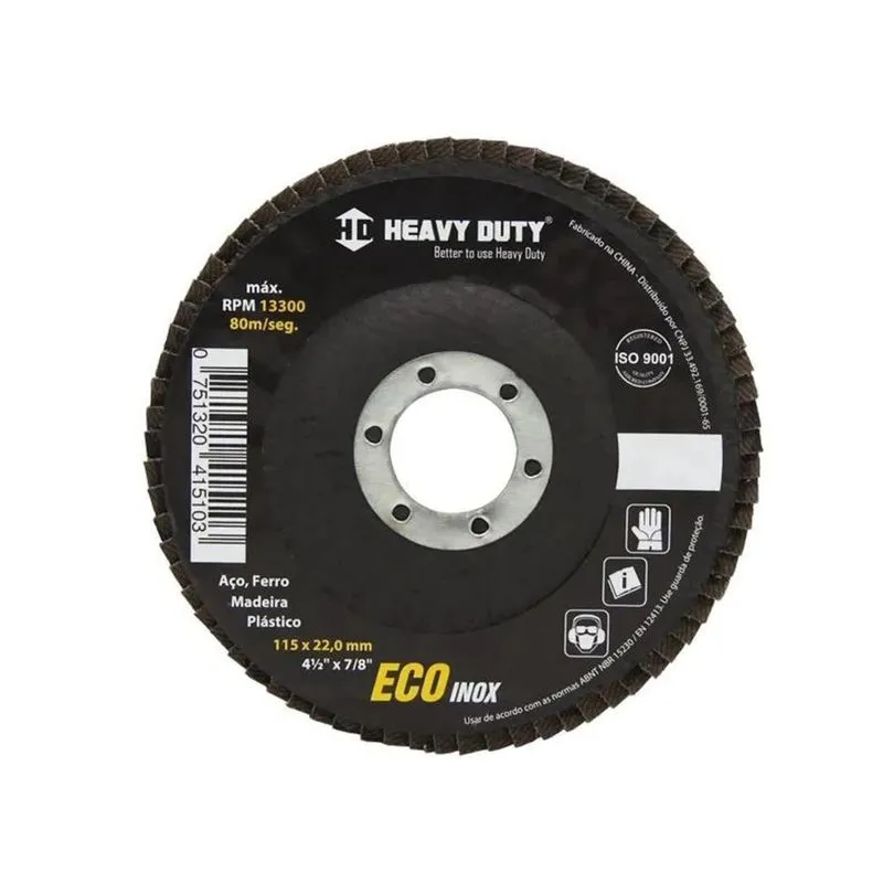 Kit 6 Disco Lixa Flap Ecoinox Fibra Cônico 4.1/2" Gr 120