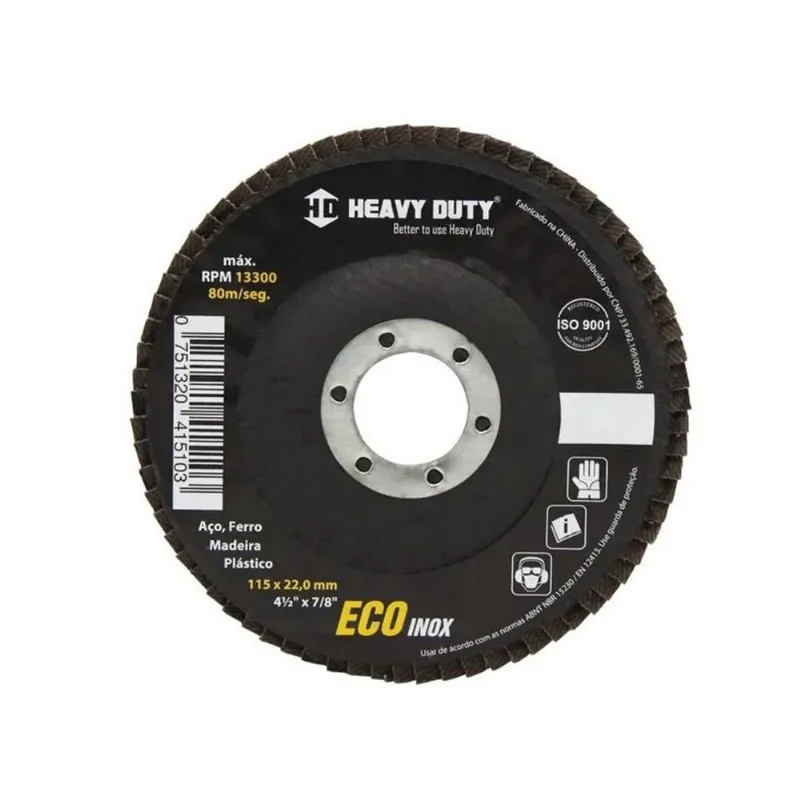 Kit 10 Disco Lixa Flap Ecoinox Fibra Cônico 4.1/2" Gr 120