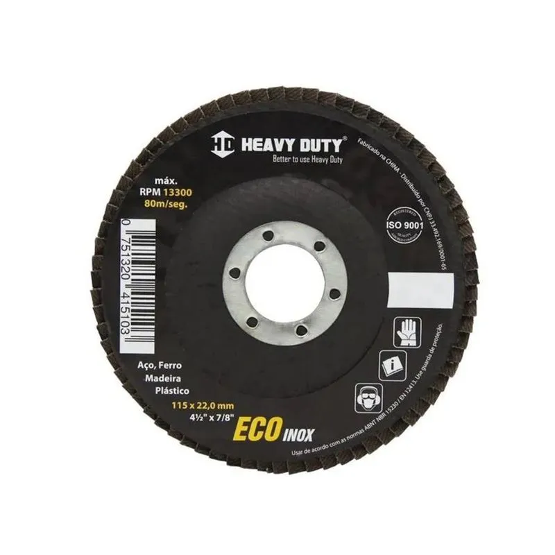 Kit 3 Disco Lixa Flap Ecoinox Fibra Cônico 4.1/2" Gr 80