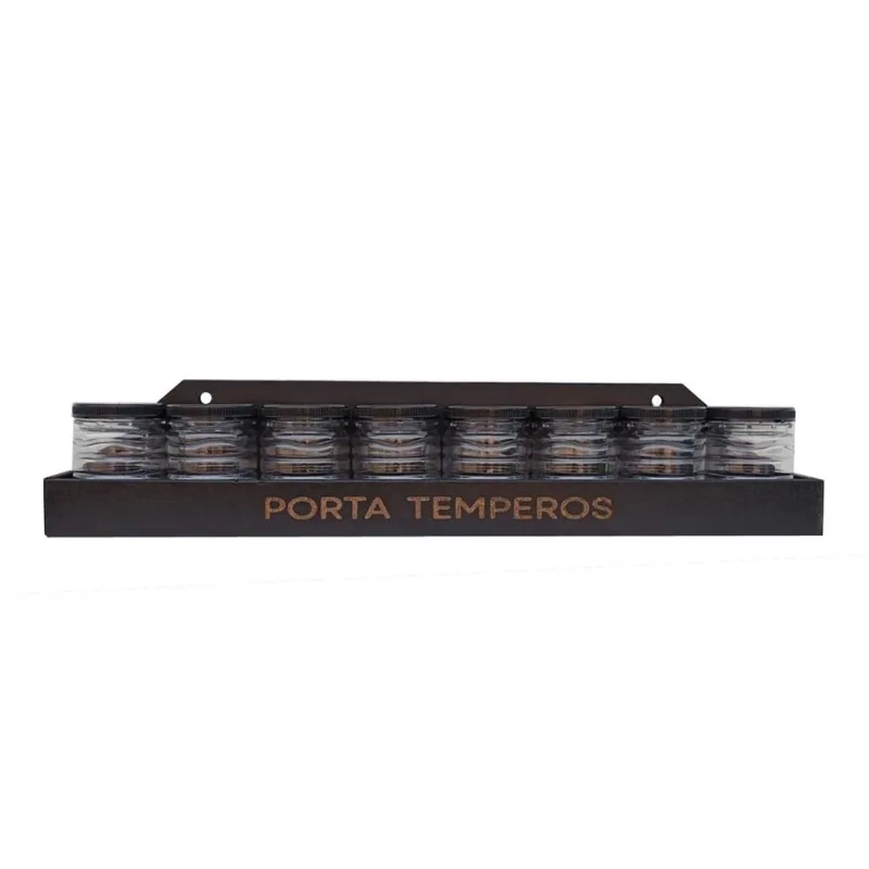 Porta Temperos Mdf Preto Com 8 Potes - Volpato