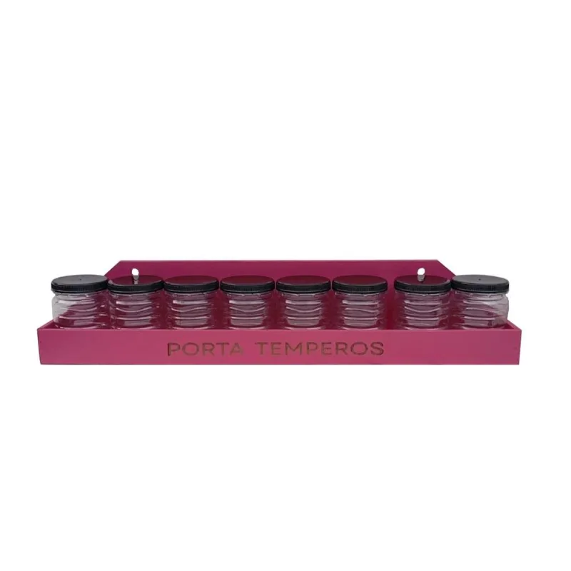 Porta Temperos Mdf Rosa Com 8 Potes - Volpato