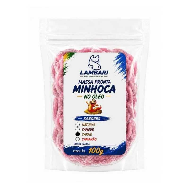 Kit 3 Minhoca Pronta No Óleo Carne Para Pesca 100g Lambari