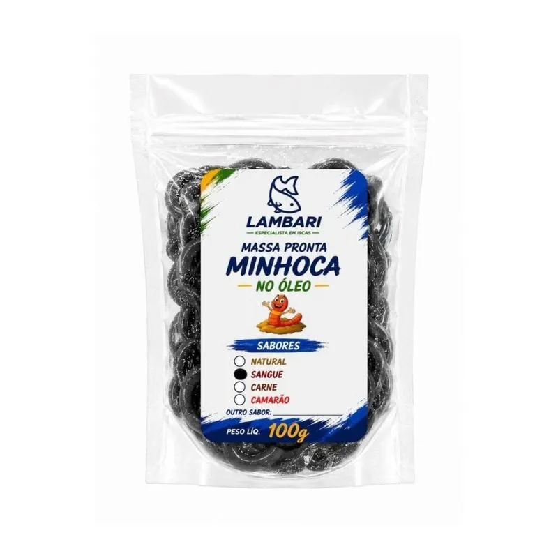 Kit 5 Minhoca Pronta No Óleo Sangue P/ Pesca 100g Lambari