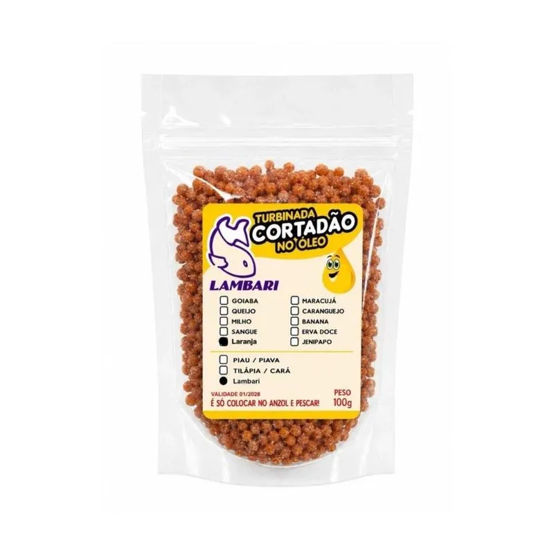 Kit 5 Massa Lambari No Óleo Turbinada Laranja P/ Pesca 100g