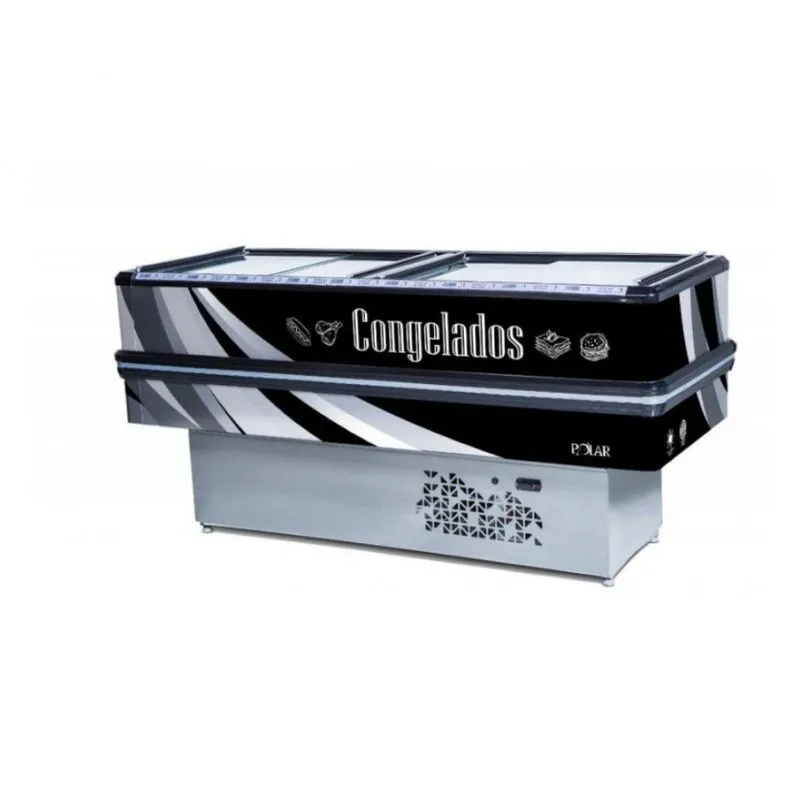 Ilha De Congelados Polar Vidro Reto 2m Adesivada Preta Mipp 200 220v