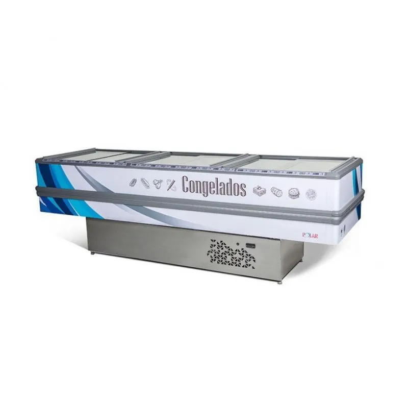 Ilha De Congelados Polar Vidro Reto 3m Adesivada Branca Picp 300 220v