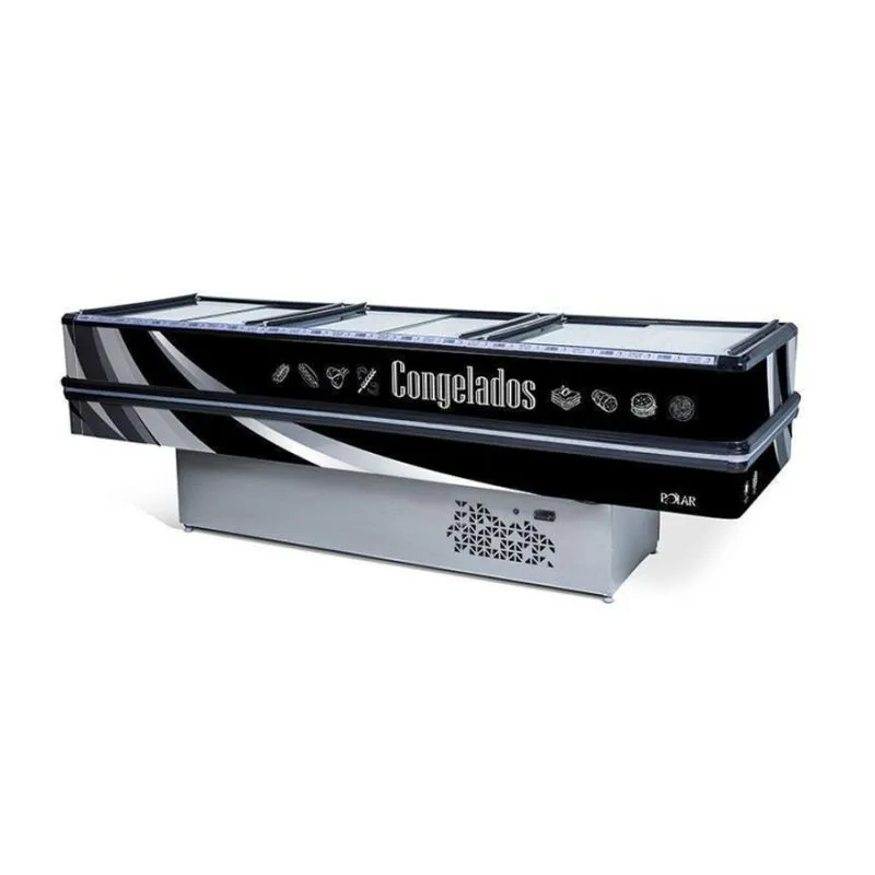 Ilha De Congelados Polar Vidro Reto 3m Adesivada Preta Picp 300 220v