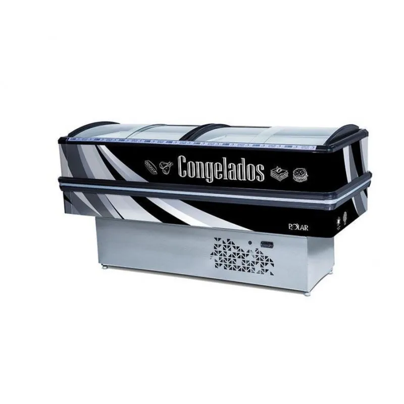 Ilha De Congelados Polar Vidro Curvo 2m Adesivada Preta Mippvc 200 220v