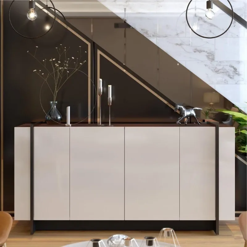Buffet 4 Portas Sau Off White Nogueira Preto