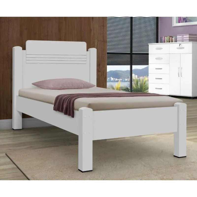 Cama Solteiro Com Cabeceira Pedro Branco