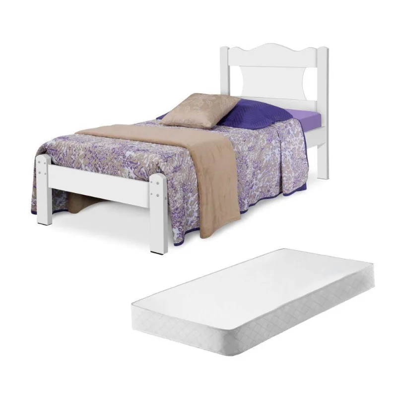 Cama De Solteiro Amin Branco Com Colchão