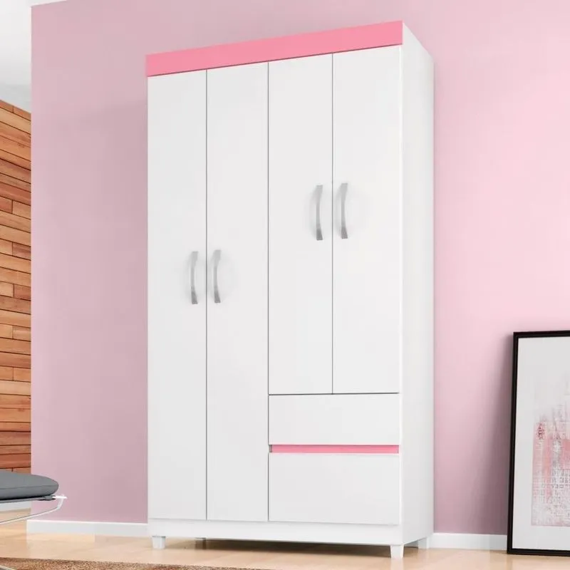 Guarda Roupa Vicenza Branco/rosa