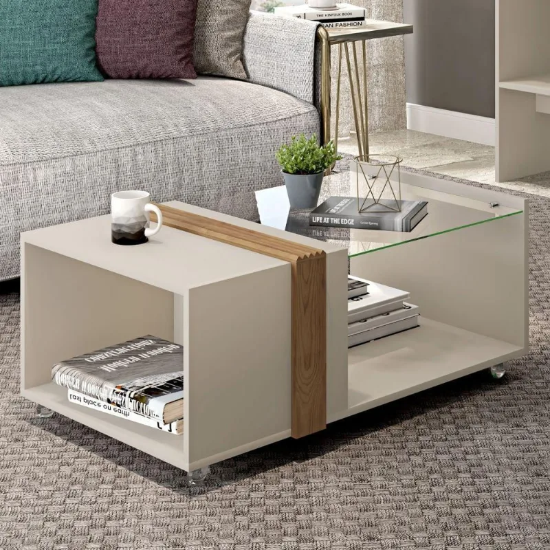 Mesa De Centro Em Vidro Santorini Off White Buriti