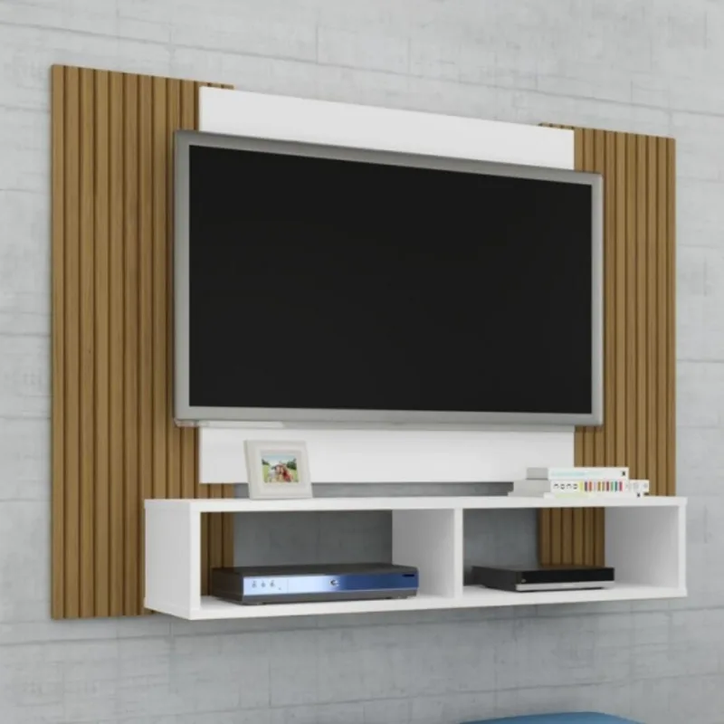 Painel Para Bridge Com Detalhe Em Ripas Branco